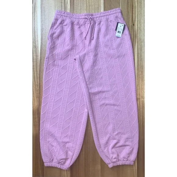 Grayson Threads Womens Pink Cable Knit Design Joggers With Side Pockets Size XL - Picture 3 of 10